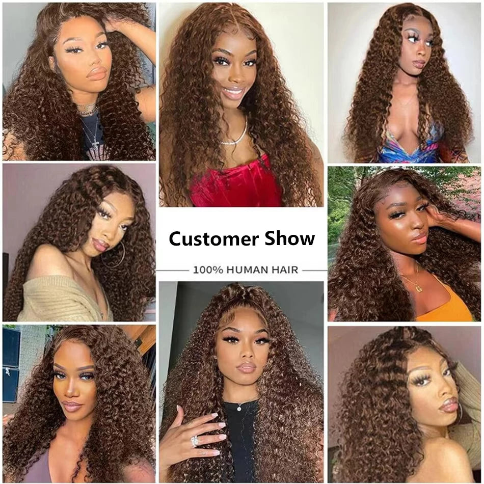 13x6 HD Lace Front Wig Deep Wave Chocolate Brown Human Hair