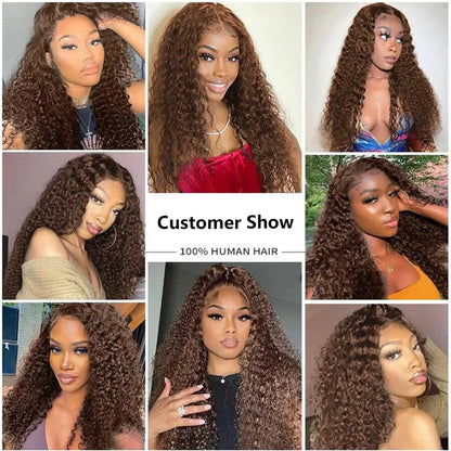 13x6 HD Lace Front Wig Deep Wave Chocolate Brown Human Hair