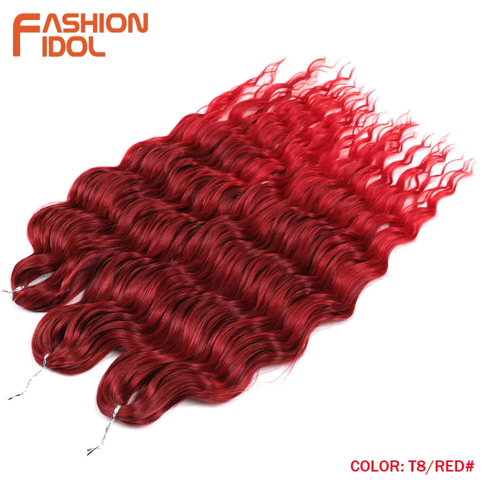 Anna 24 Inch Synthetic Hair Water Wave Braiding Extensions Ombre Blonde Deep Afro Curl Twist Crochet