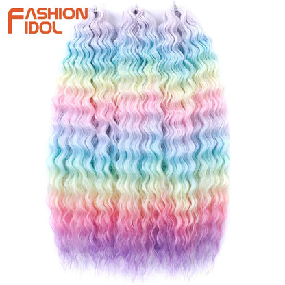 Idol 300g 22 Inch Ariel Curl Hair Water Wave Twist Crochet Synthetic Ombre Rainbow Color Braiding