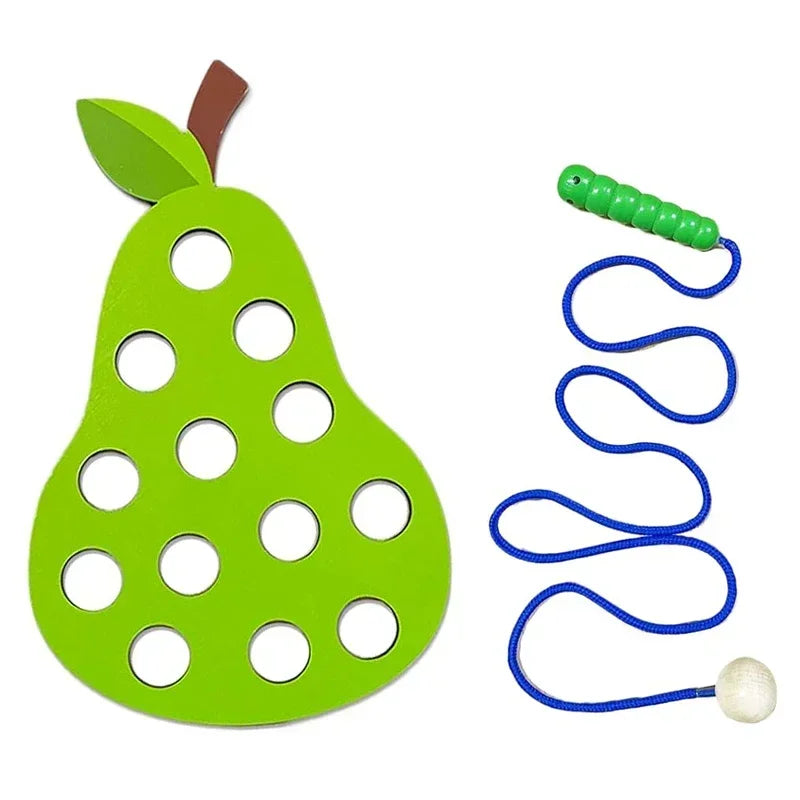 Wooden Lacing Toy – Fruit Threading Puzzle for Toddlers