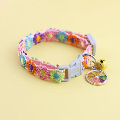 AirTag Cat Collar – Cute Flower Lace with Pendant & Bell