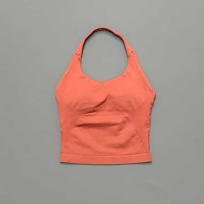 Seamless Halter Longline Sports Tank Top for Women – Gym Yoga Workout