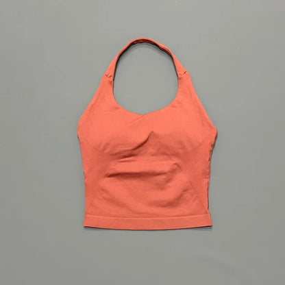 Seamless Halter Longline Sports Tank Top for Women – Gym Yoga Workout