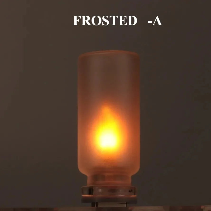 Usb Flame Flickering Led Frosted Clear Glass Candle Night Light Simulated Car Home Room Laptop Pc