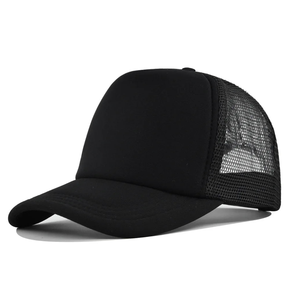 Plain Mesh Trucker Baseball Cap – Unisex Adjustable Snapback