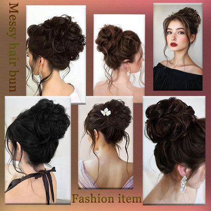 Claw Clip Messy Bun Hair Piece Curly Wavy Synthetic Updo