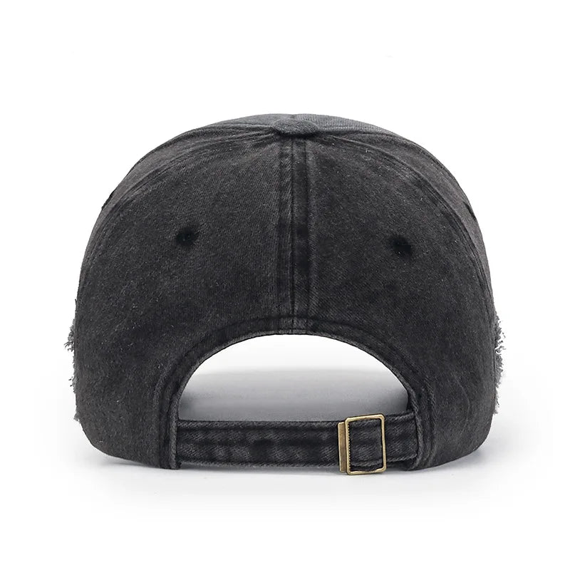 Vintage Washed Baseball Cap – Embroidered Letter Distressed Hat