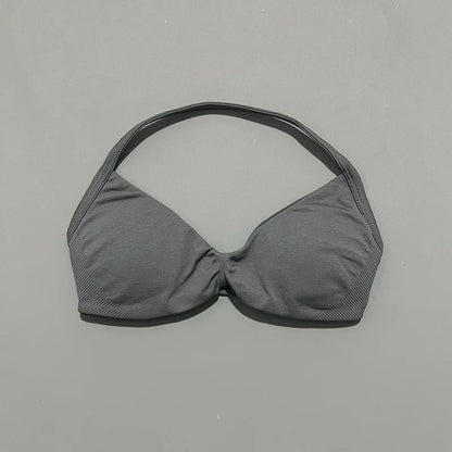 Seamless Halter Sports Bra – Women's Push-Up Gym Bra