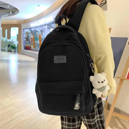 Cute Waterproof Laptop Backpack for Women – School & Travel Bag with Pendant