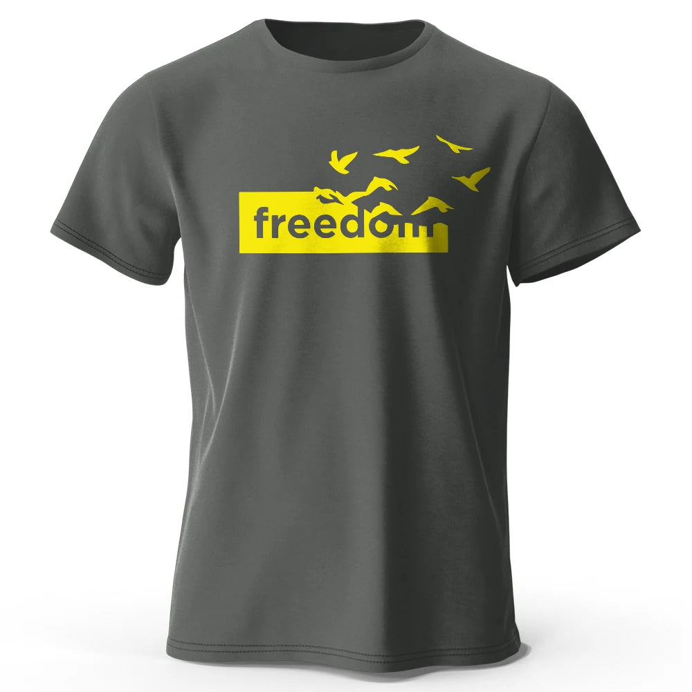 Freedom Letter Graphic T Shirt Oversized Cotton Tee