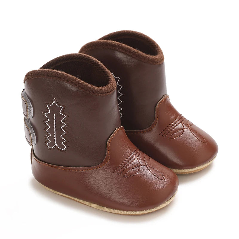 Baby Cowboy Boots Soft Sole Non-Slip Crib Shoes for Infant Toddler