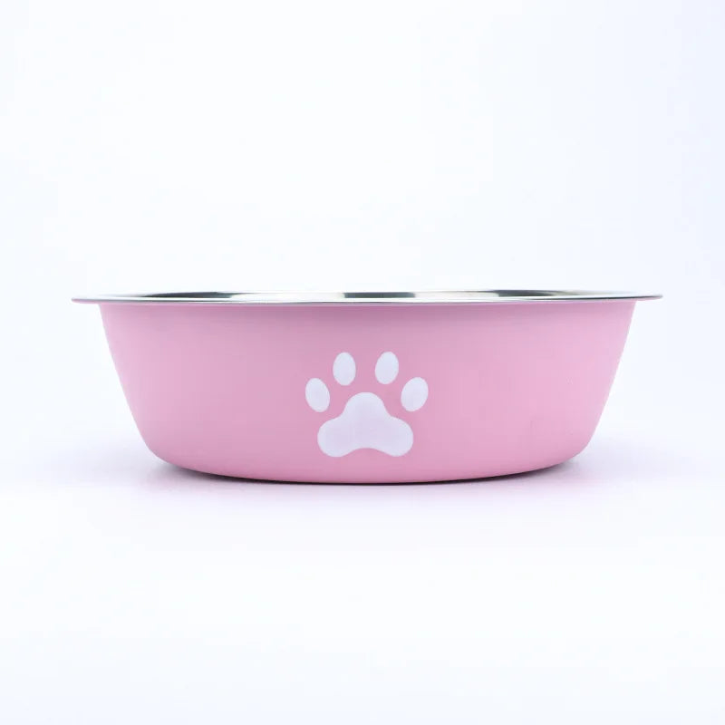 Stainless Steel Pet Bowl with Paw Print – Anti-Slip Dog & Cat Dish