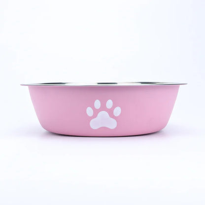 Stainless Steel Pet Bowl with Paw Print – Anti-Slip Dog & Cat Dish