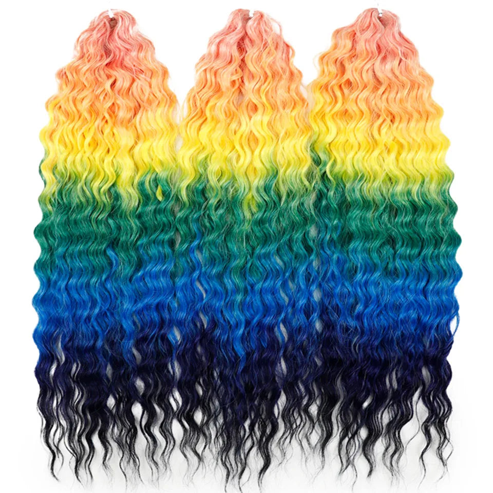 Idol 300g 22 Inch Ariel Curl Hair Water Wave Twist Crochet Synthetic Ombre Rainbow Color Braiding