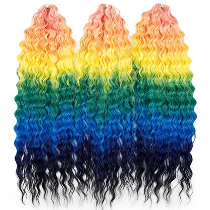 Idol 300g 22 Inch Ariel Curl Hair Water Wave Twist Crochet Synthetic Ombre Rainbow Color Braiding