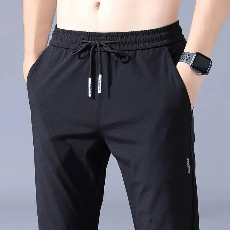 Ice Silk Men's Straight-Leg Pants – Lightweight & Breathable