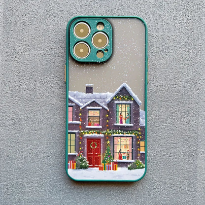 Rural Building Snow Scenery Phone Case Iphone 16 15 Pro Max Plus 14 13 12 Mini 11 Xs X Xr 7 8