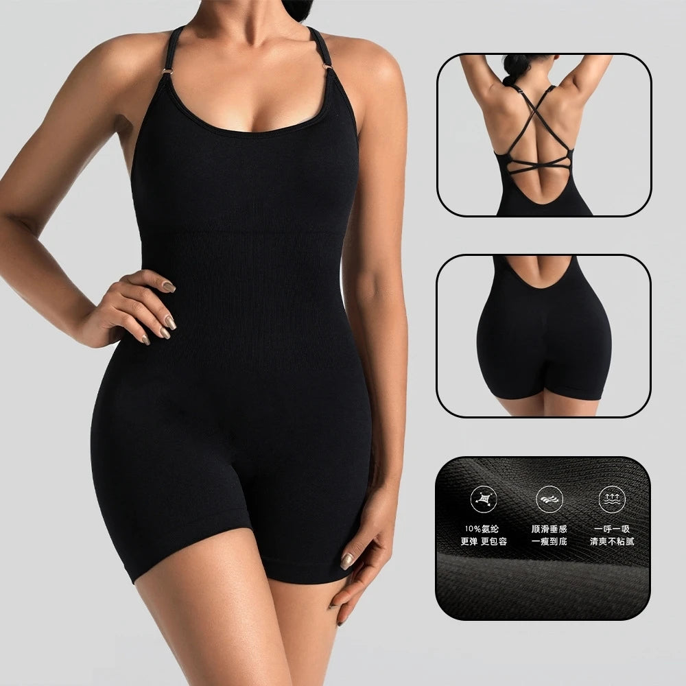 Women's Seamless Strappy Back Workout Jumpsuit