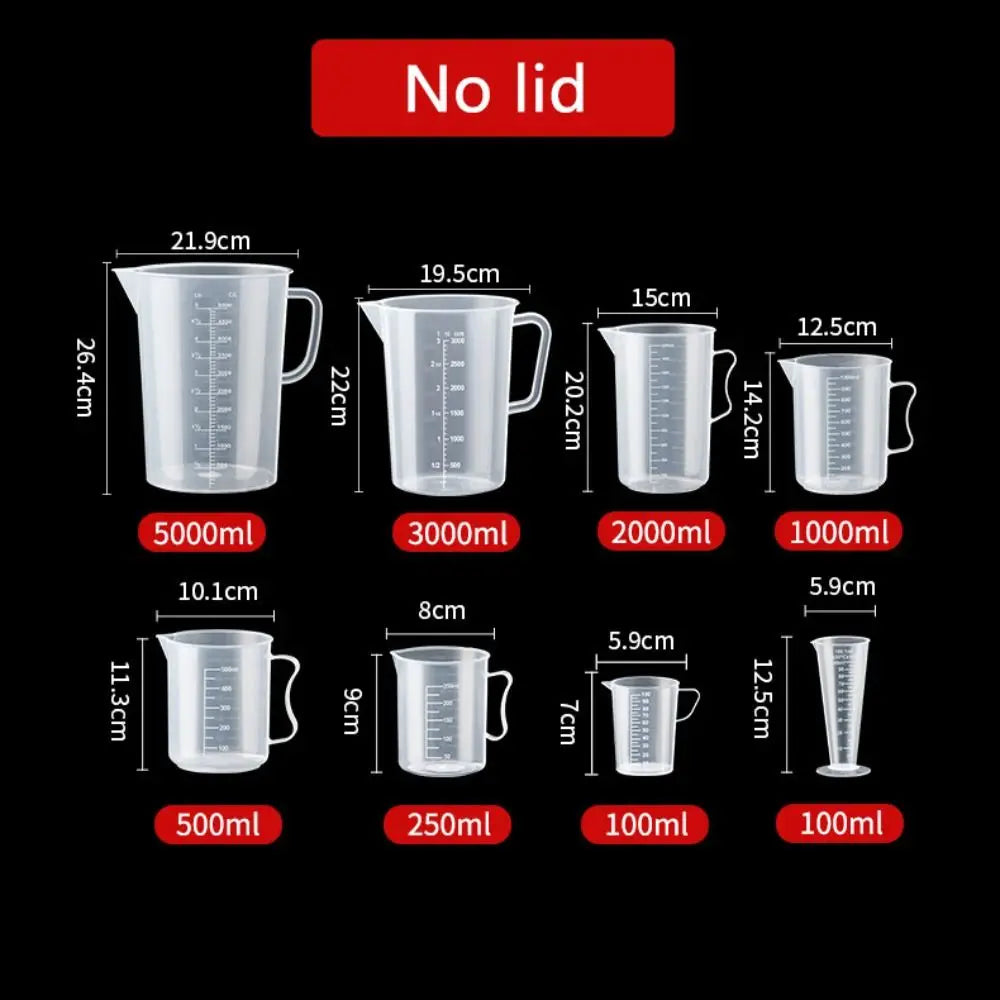 1pc Clear Graduated Measuring Cup Scale Plastic Transparent Mixing Large Capacity Lid Laboratory