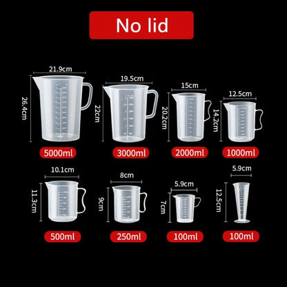 1pc Clear Graduated Measuring Cup Scale Plastic Transparent Mixing Large Capacity Lid Laboratory