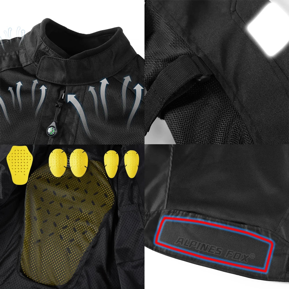 Vemar Men's Motorcycle Jacket – Mesh Motocross Protective Riding Coat