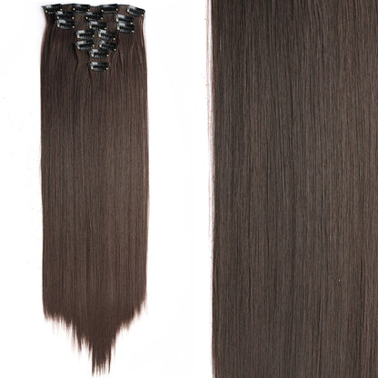 Clip-In Hair Extensions 7pcs 16 Clips Wavy Synthetic 24 Inch