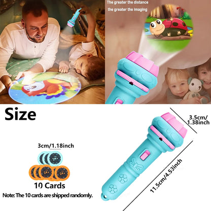 Kids Projector Flashlight – 10 Cards, 80 Patterns, Night Light