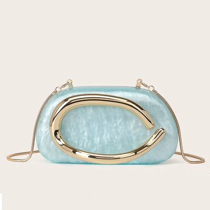 Luxury Evening Clutch Bag – Gold Metal Handle Wedding & Party Purse