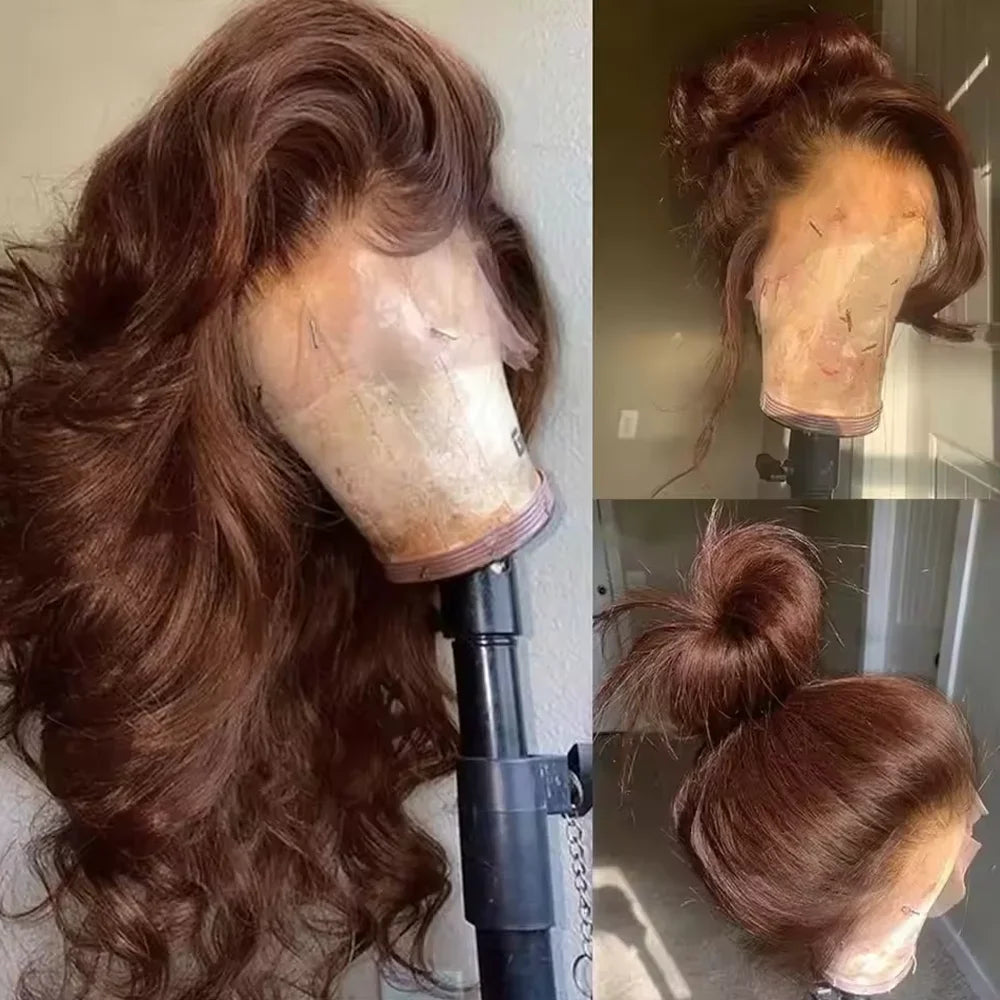 Chocolate Brown Body Wave Lace Front Wig – 13x4 HD Human Hair