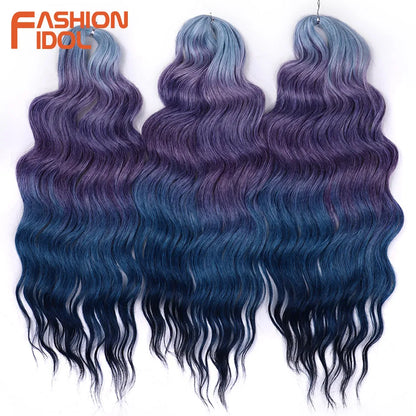 Anna 24 Inch Synthetic Hair Water Wave Braiding Extensions Ombre Blonde Deep Afro Curl Twist Crochet