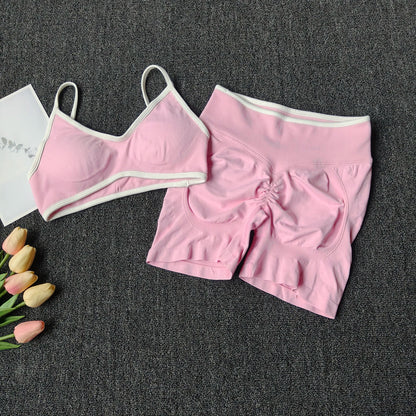 Seamless Yoga Set Women 2-Piece Sports Bra & Booty Shorts