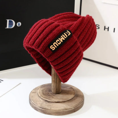 Korean Style Knit Beanie – Warm Ear Protection Winter Hat for Women