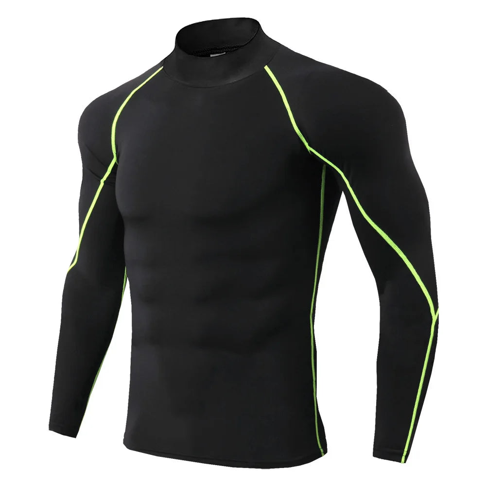 Men's Compression Shirt Long Sleeve Quick-Dry Gym Running Workout Top