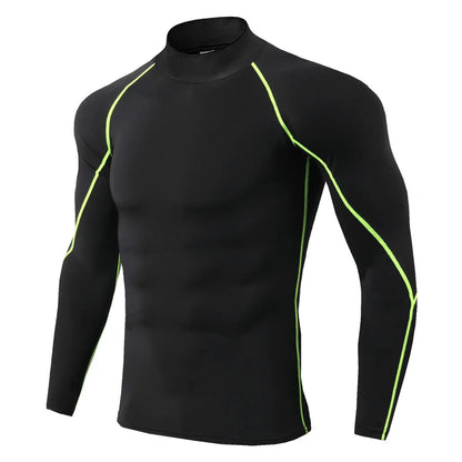 Men's Compression Shirt Long Sleeve Quick-Dry Gym Running Workout Top