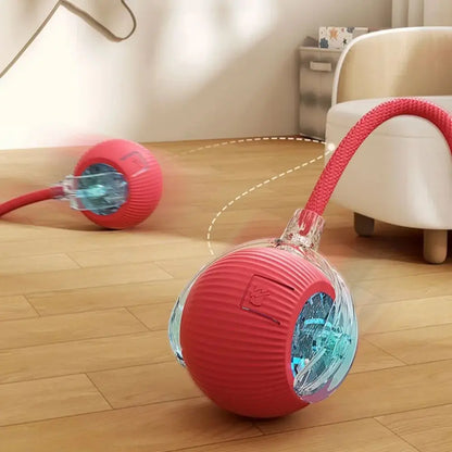 Interactive Pet Ball Toy – Auto-Rolling, Rechargeable, Faux Tail