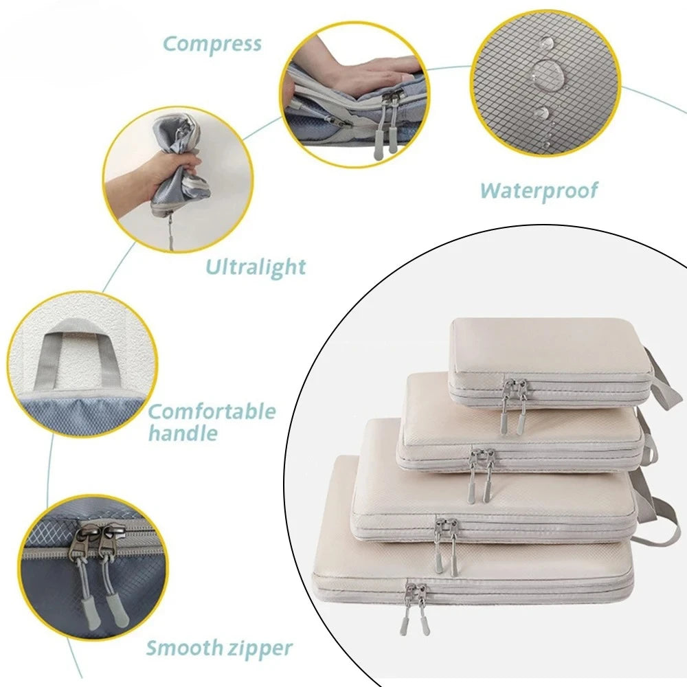 Packing Cubes Set 6-Piece – Compressible Travel Organizer Bags