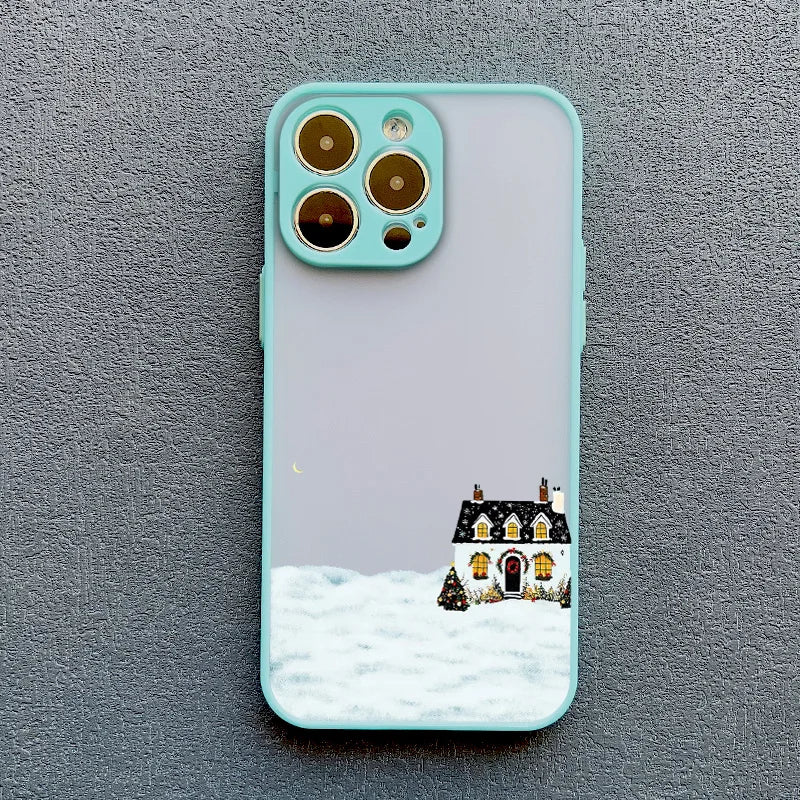 Rural Building Snow Scenery Phone Case Iphone 16 15 Pro Max Plus 14 13 12 Mini 11 Xs X Xr 7 8