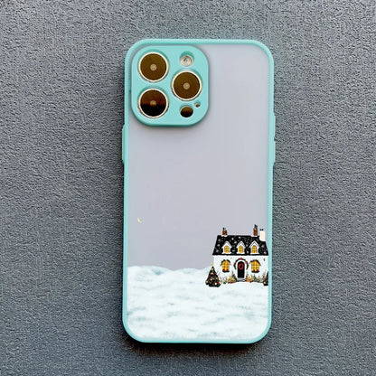 Rural Building Snow Scenery Phone Case Iphone 16 15 Pro Max Plus 14 13 12 Mini 11 Xs X Xr 7 8