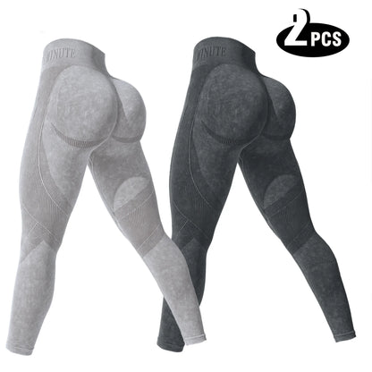 2-Pack Women's High Waist Yoga Leggings with Side Lace-Up Cutout