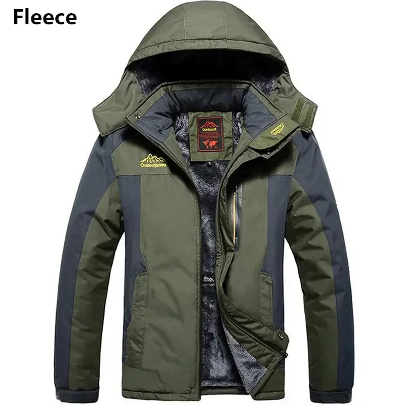 Men's Plus Size Winter Parka – Thick Fleece Hooded Waterproof Coat