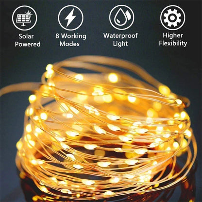 32m Led Solar String Fairy Lights Outdoor Path Garlands Lamp Patio Waterproof Christmas Wedding