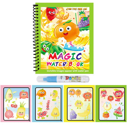 Magic Water Drawing Book for Kids with Pen – Reusable Coloring Activity