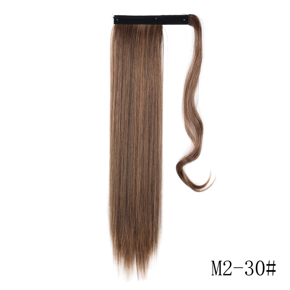 Wrap Around Ponytail Extension – Long Straight Synthetic Clip-In