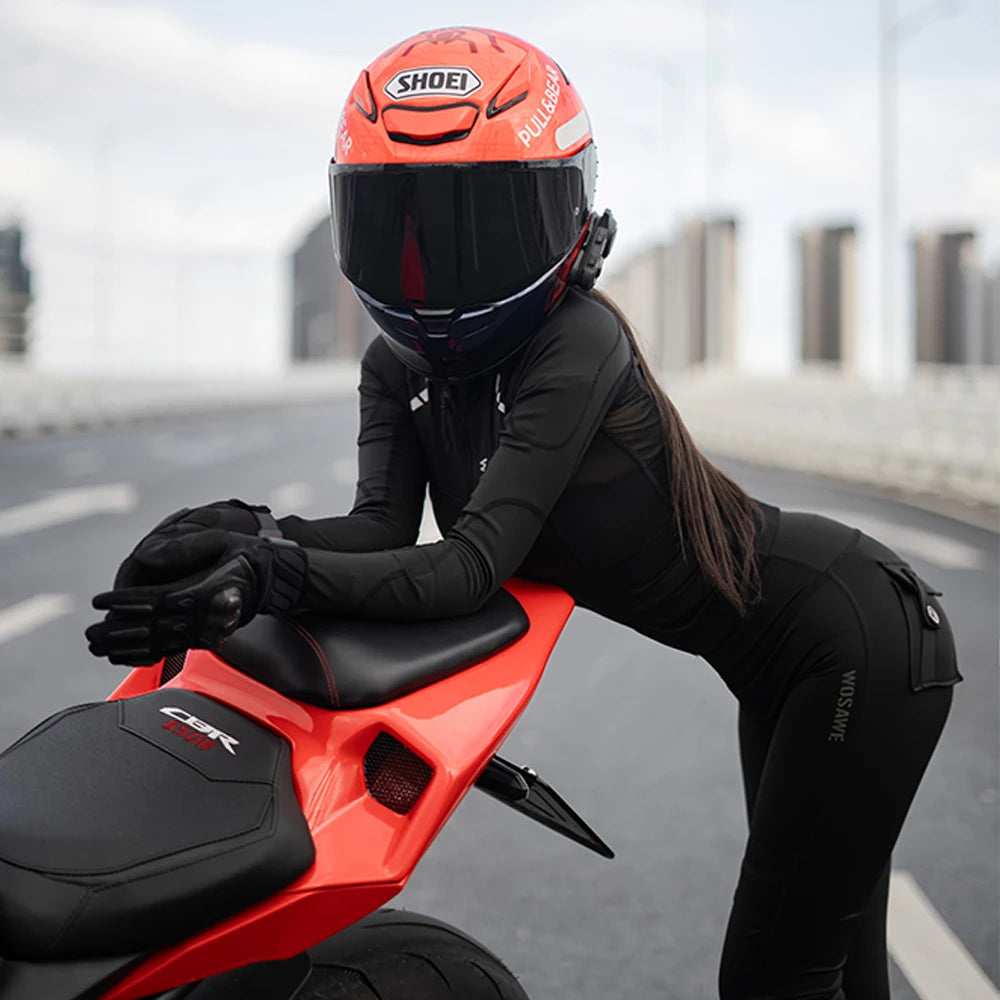 Women's Motorcycle Jacket & Pants Set with Removable Pads – WOSAWE