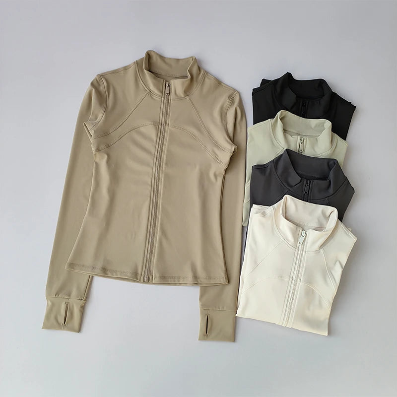 Full-Zip Athletic Jacket – Women's Slim Fit Stand Collar Sports Top