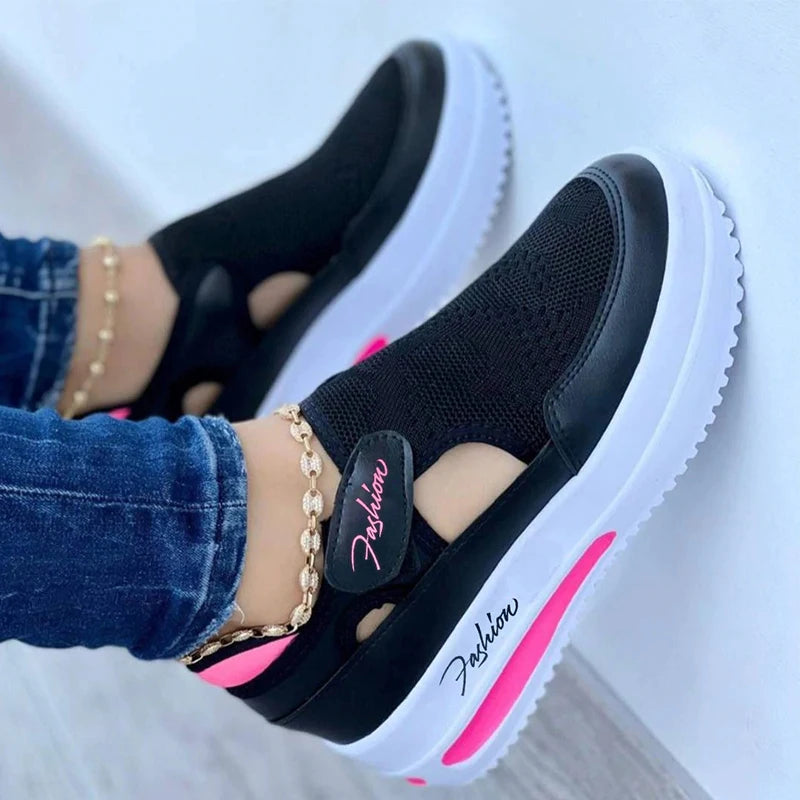 Women's Platform Sneakers Hollow Cutout Casual Shoes