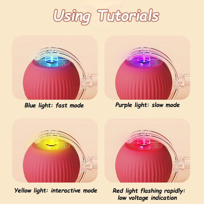 Interactive Cat Ball Toy – Automatic Rolling with Faux Tail, USB Rechargeable