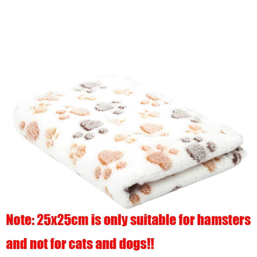 Soft Flannel Pet Blanket – Paw Print Mat for Dogs & Cats