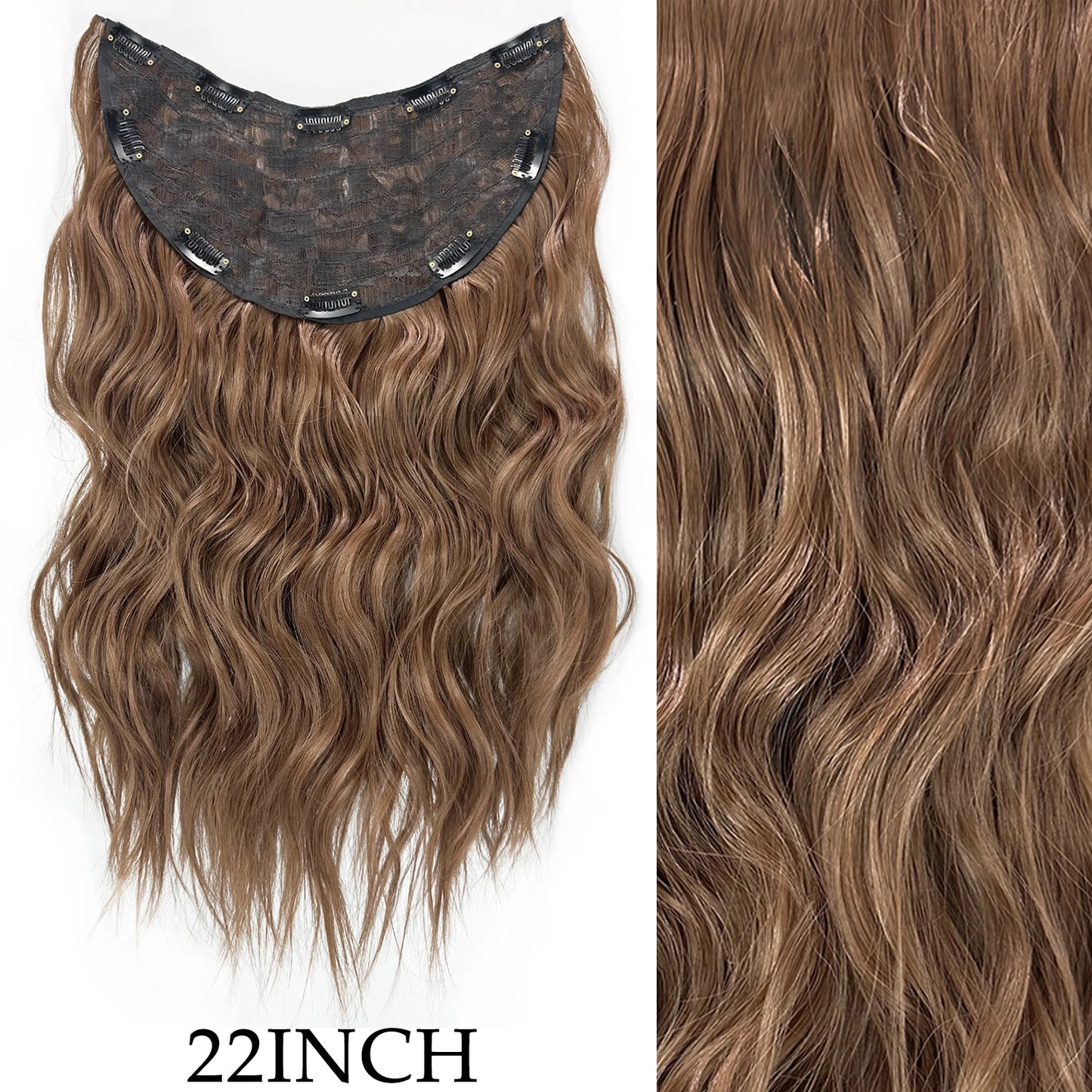 Clip-In Hair Extensions 7pcs 16 Clips Wavy Synthetic 24 Inch